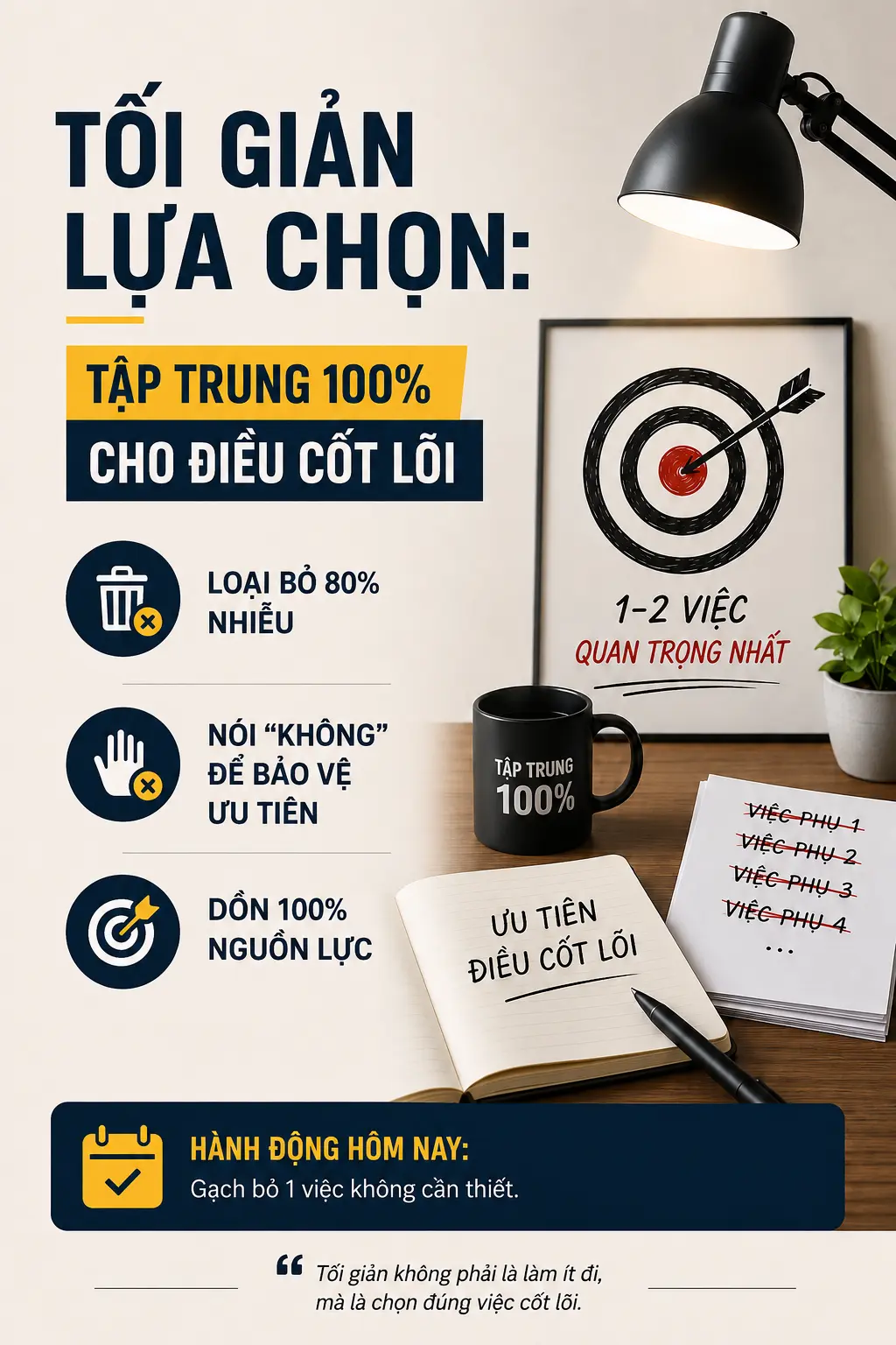 Tối giản lựa chọn: Tập trung 100% năng lượng cho điều cốt lõi